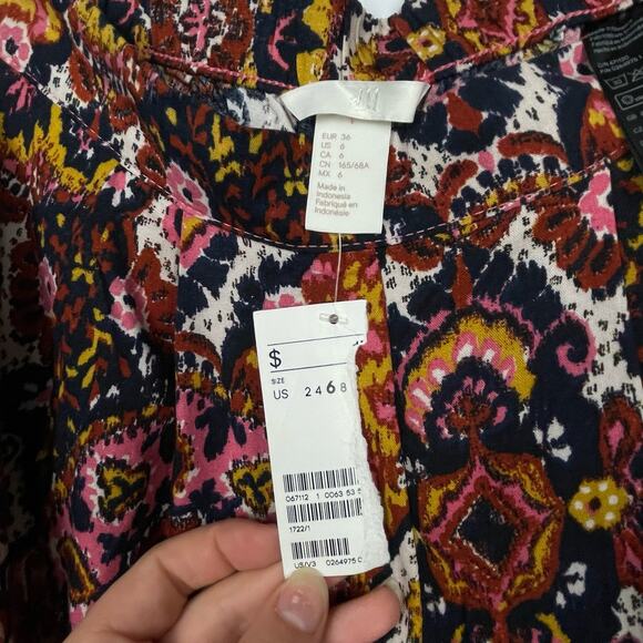 H&M | NWT Bright Colorful Printed Pull On Straight Leg Palazzo Pants - Picture 5 of 6